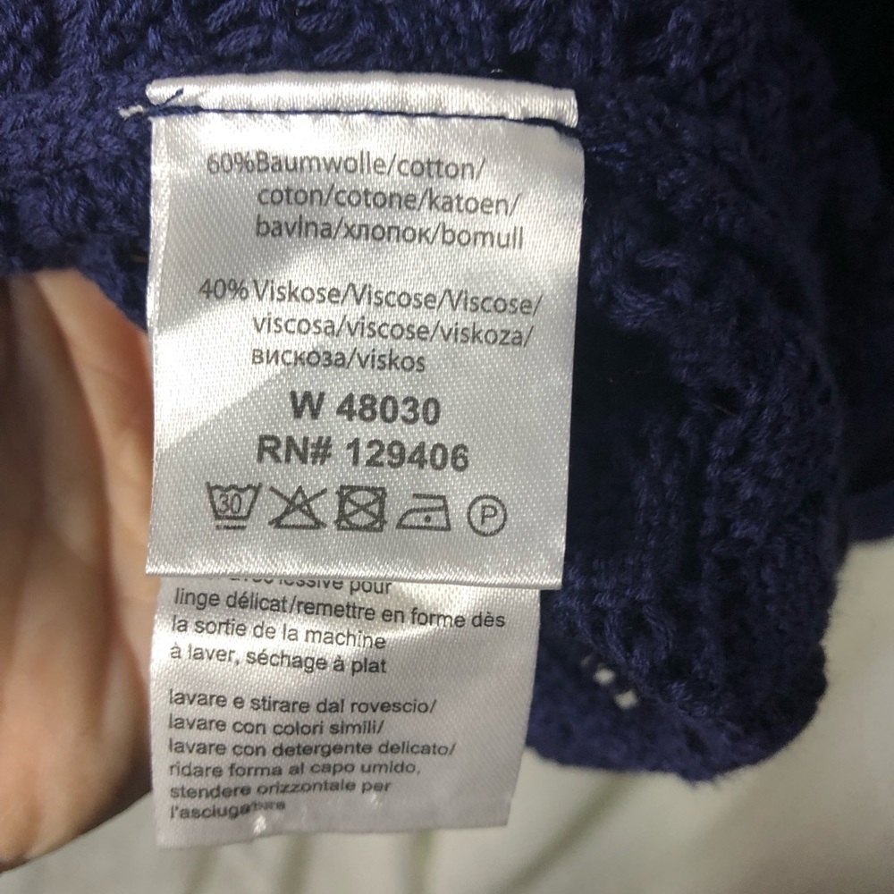 Navy Open-Knit Crochet Women's Sweater size 14 NWOT - Picture 8 of 11